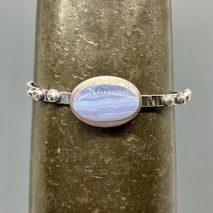 Sterling Silver Cuff Bracelet, Crazy Lace Agate Gemstone, Oxidized Finish