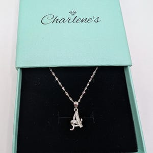 Custom Name Initial Necklace - Dainty Cursive Letter A 925 Sterling Silver Pendant Necklace 40 To 45 Cm Boxed Ladies Womens