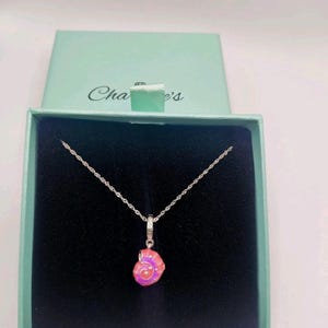Pink Sea Shell Conch 925 Silver Pendant Necklace 40 To 45 Cm Ladies Womems