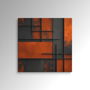 Canvas – Dark Orange, Grey and Black Abstract Wall Art Canvas - Square Canvas