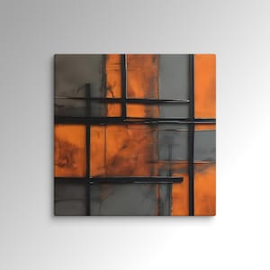 Canvas – Orange, Grey and Black Abstract Wall Art Canvas - Square Canvas