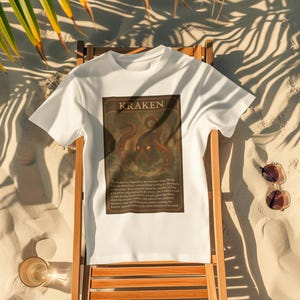 Cryptozoology Kraken T-Shirt, Unisex Heavy Cotton Graphic Tee, Ocean Lover Gift, Fantasy Lore, Unique Nautical T-Shirt for Casual