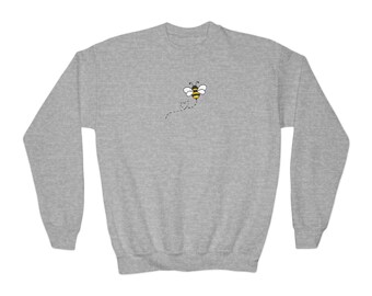 Embroidered Honeybee Kids' Crewneck Sweatshirt, Nature Lover Gift