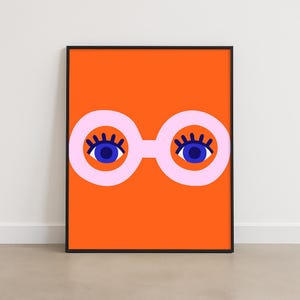 Whimsical Eyeglasses Art Print, fun Kids Wall Art, Playroom Decor, Modern Illustration for Girls Room or Nursery, fashion poster, artwork