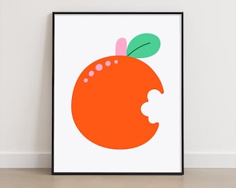 Red Apple Art Print – Modern Fruit Poster for Colorful Kitchens, Dining Rooms & Kids Playrooms