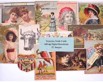 Vintage Victorian Trade Cards Ephemera, 22 Images (Digital Download)