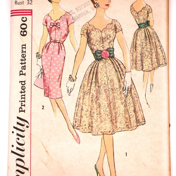 1950-tals vintage Simplicity sömnadsmönster, fröken, B32", oanvänd