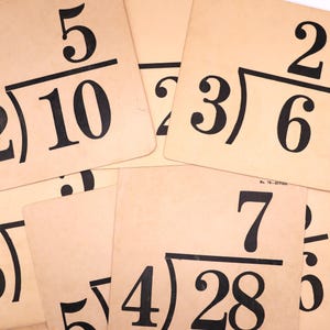 Juego de 18 tarjetas didácticas vintage grandes con divisiones, tarjetas didácticas educativas, efímeras, diario basura, técnica mixta