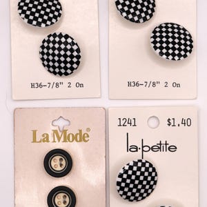 Lote de botões vintage em cartões, lote de 9 botões pretos e brancos, La Mode, labetite, Noções de costura, Junk Journal, Técnica mista
