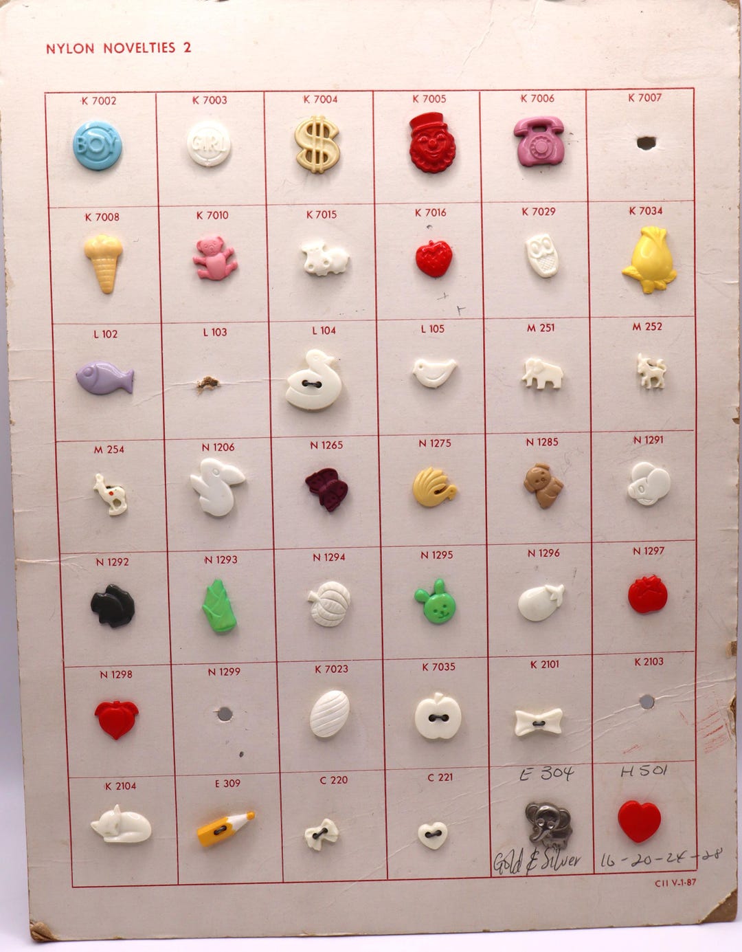 Vintage Novelty Button Sample Sales Card, 38 Buttons - Etsy