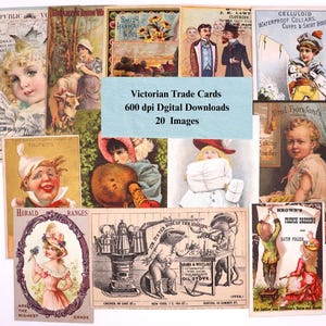 Vintage Druckbare Ephemera Viktorianische Handelskarten Download Junk Journal Mixed Media Original Scans Digital Paper Kit Collage Werbung