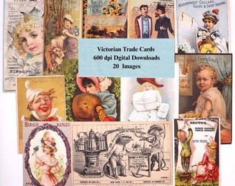 Vintage Victorian Trade Cards Ephemera, 20 Images (Digital Download)