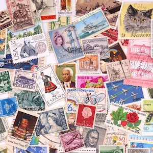 100 Vintage Used Stamps from Around the World Junk Journal Mixed Media Papercrafts Vintage Ephemera