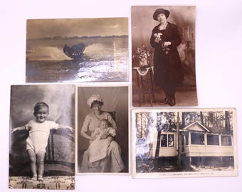 Colección de postales fotográficas reales (RPPC), juego de 5
