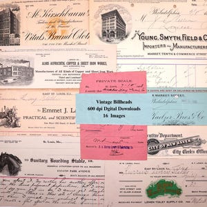Effimere vintage stampabili, intestazioni di fatture, carta intestata, download di diari spazzatura, tecniche miste, scansioni originali, collage, kit di carta digitale, lavori di carta