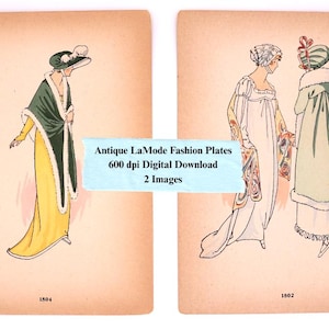 Vintage Printable French Ephemera La Mode Fashion Plates Original Scans Junk Journal Mixed Media Download Digital Paper Kit