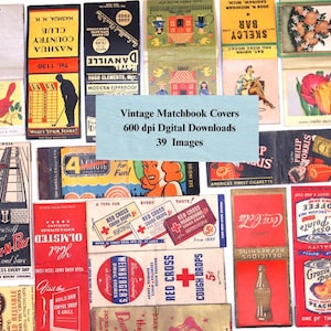 Vintage Printable Ephemera Matchbook Covers Download Junk Journal Mixed Media Original Scans Collage Digital Paper Kit NOS Matchbook Covers