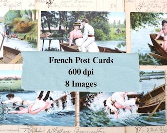 Vintage French Postcard Ephemera, Junk Journal Paper (Digital Download)