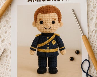 Handmade Prince Harry Crochet Pattern | Amigurumi Doll Digital PDF | 20cm Royal Figure | Intermediate Level