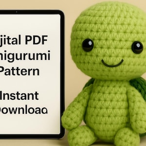 Schema all&#39;uncinetto per tartaruga amigurumi in PDF - Tutorial per creare un giocattolo kawaii a forma di tartaruga - Download digitale per principianti