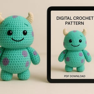 Amigurumi Cute Monster Crochet Pattern PDF, Beginner-Friendly Plush Toy Tutorial, Instant Digital Download