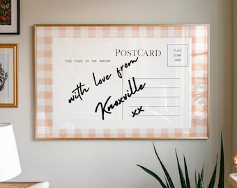 Cartão postal de Knoxville, Tennessee, estampa xadrez laranja (Download digital)