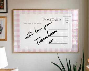Com amor de Tuscaloosa, cartão postal, decoração de parede da Universidade do Alabama, decoração de dormitório do Alabama, impressão de cartão postal de Tuscaloosa, impressão de parede do Alabama