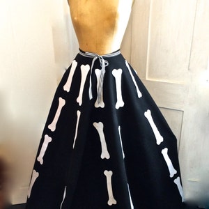 Skeleton bone circle skirt Day Of the Dead