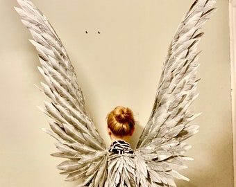 Silver  Angel Wings costume Cosplay Fairy bird