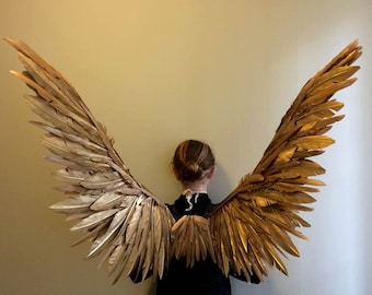 Gold  Angel Wings costume Cosplay Fairy bird