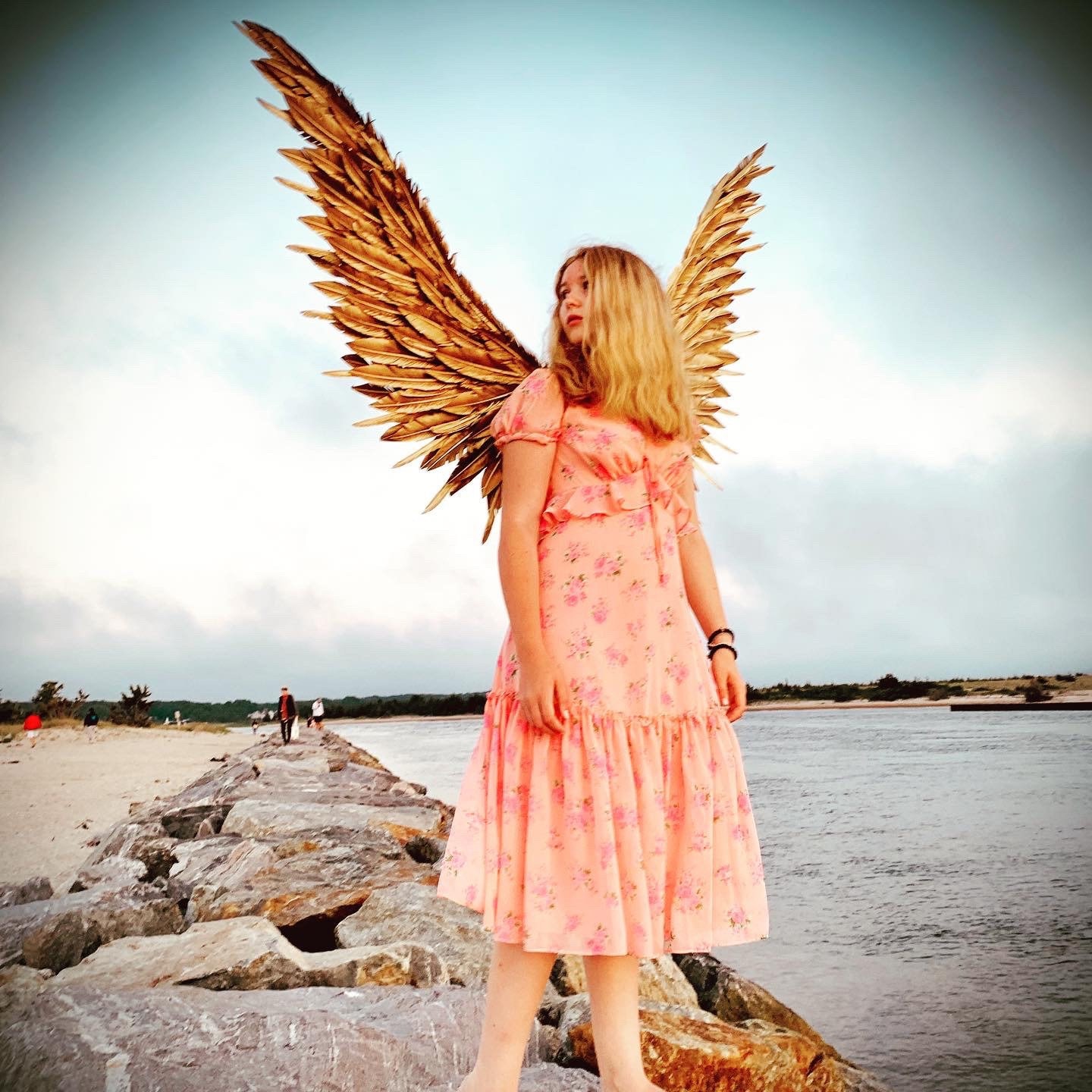 Gold Angel Wings Costume Cosplay Fairy Bird Etsy