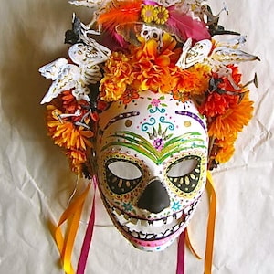 Día de los Muertos/ Day of the  Dead hand painted Mask and headpiece