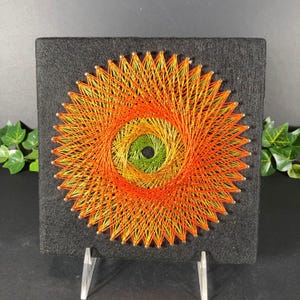 Vintage String Art Mandala, Mid Century Modern. 1960s MCM