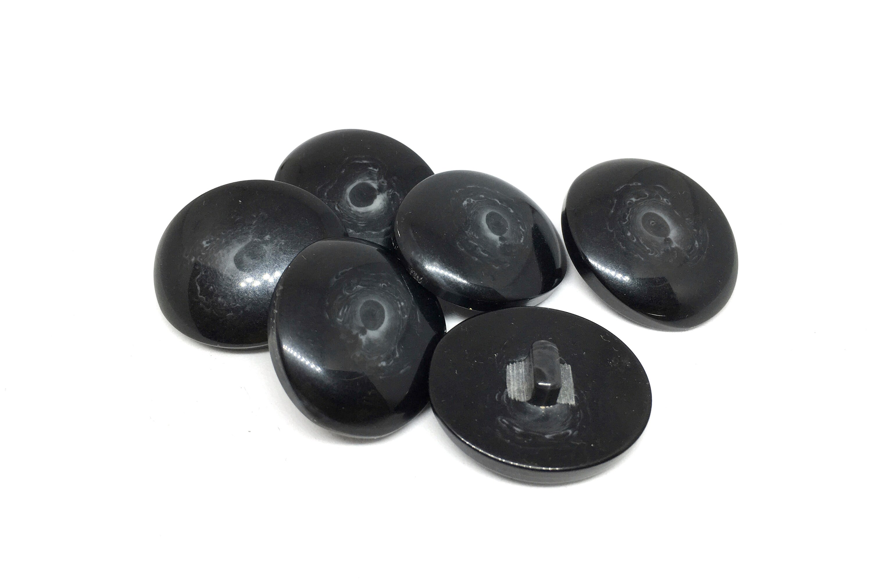 6 Large Vintage Black Fancy Buttons 28mm Etsy