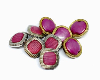 9 Fuchsia Pink Assorted Plastic Shank Buttons