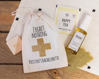Custom Bachelorette Hangover Kit Bags - Bachelorette Party Favor - Bachelorette Hangover Kit - Bachelorette Hangover Bag - I Regret Nothing
