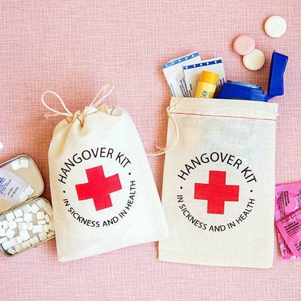 SALE Bachelorette Party Favor - Discount Hangover Kit Favor Bags - Bachelorette Party Favors Bags - In Sickness and In Health Hangover Kits