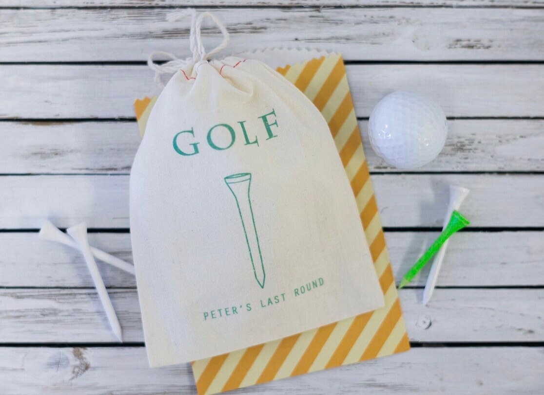 Golf Favor Bag Tee Bag Gift Golf Tee Bag Gift Gold Etsy