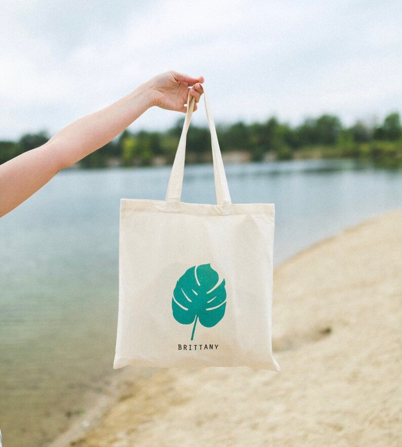 Palm Leaf Wedding Tote Bags Monstera Leaf Welcome Bags Etsy