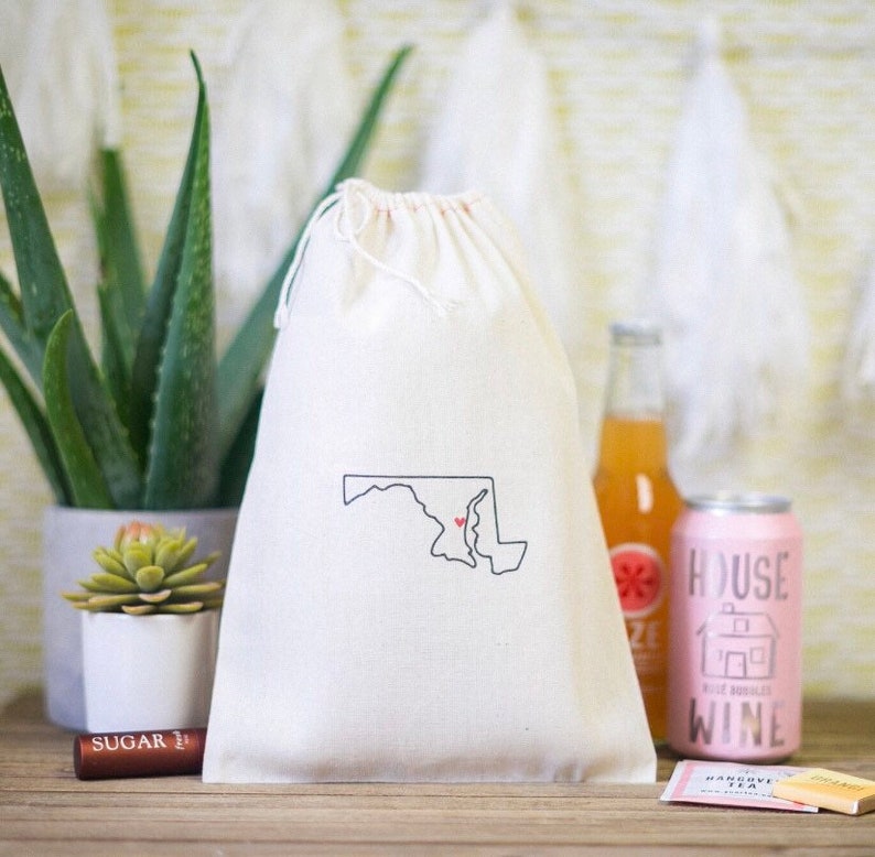 State Outline Bags Maryland Wedding Welcome Bags Custom State Wedding Favor Maryland Wedding Favors Maryland Wedding Welcome Bags
