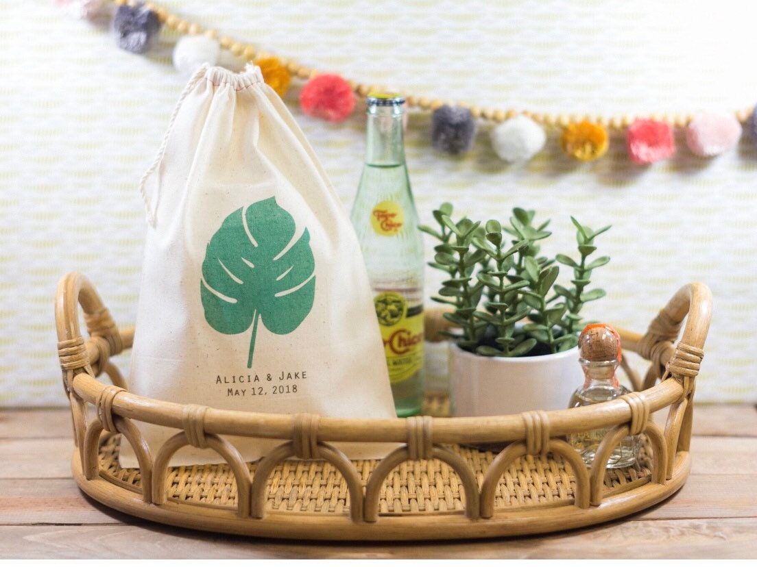 Palm Leaf Wedding Welcome Bags Monstera Leaf Welcome Bags Etsy