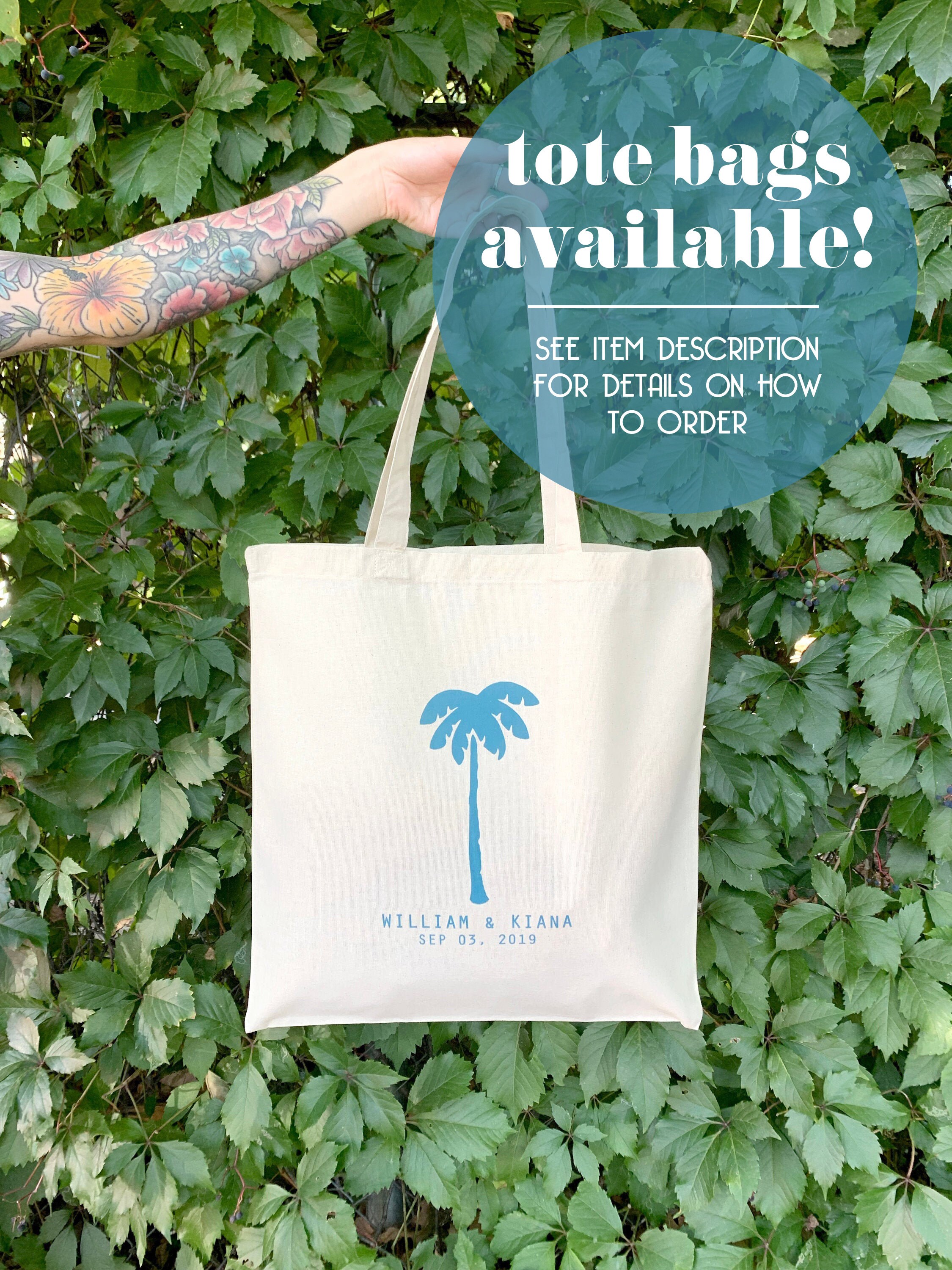 Destination Wedding Welcome Bags Palm Tree Welcome bags | Etsy
