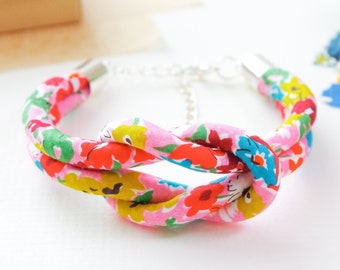 Pink Liberty Print Fabric Bracelet