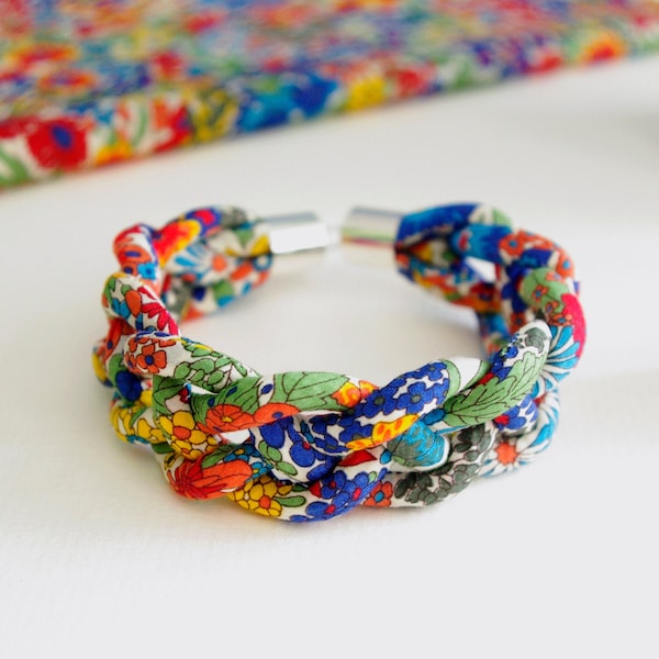Bracelet en tissu Liberty coloré