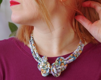 Blue and Yellow Floral Collar Necklace