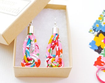 Pink Floral Knotted Earrings