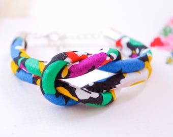 Bright Floral Fabric Knot Bracelet