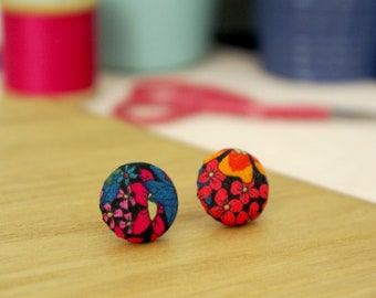Pink Blue Fabric Earrings
