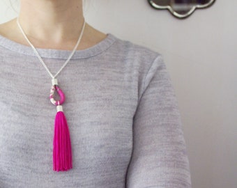 Pink Tassel Personalised Pendant