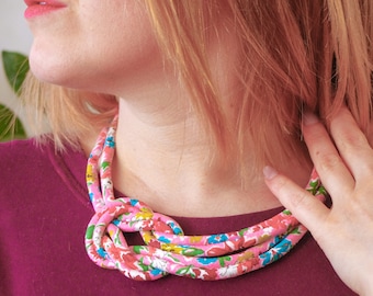 Candy Pink Floral Rope Necklace